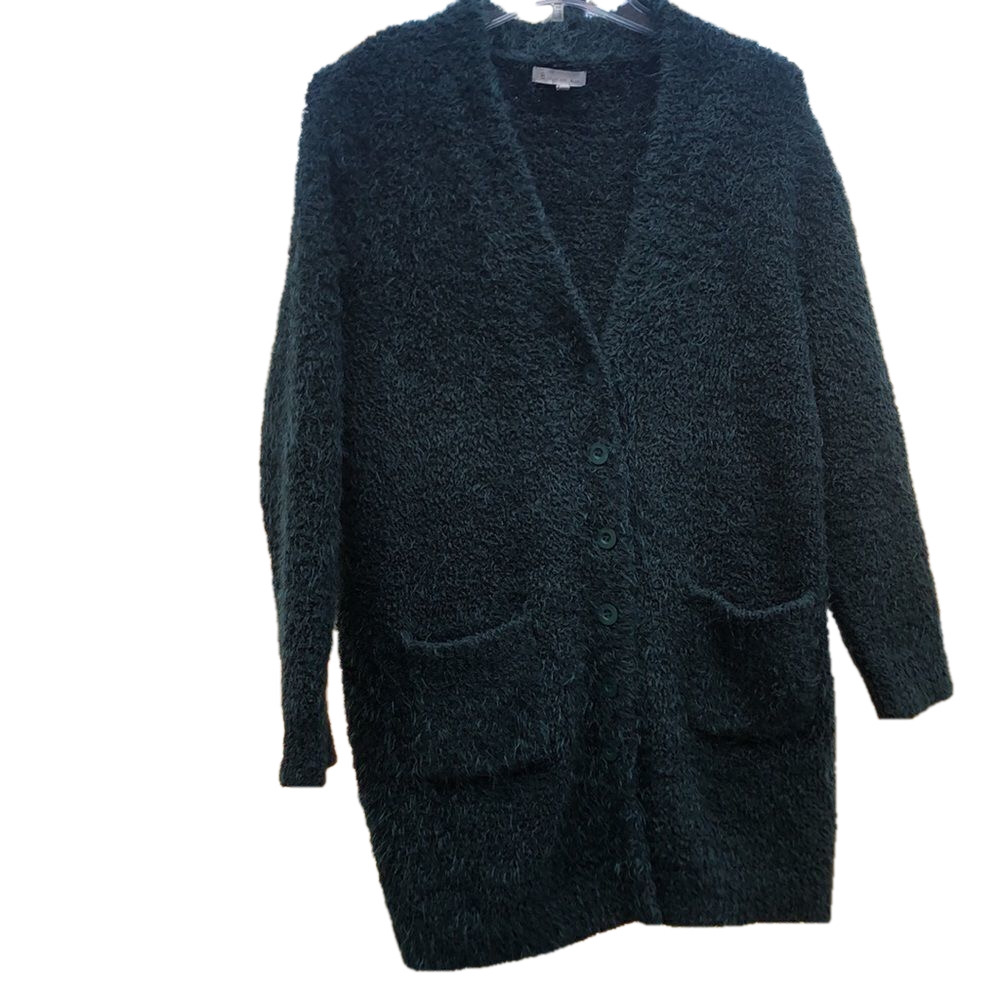 Skies are Blue Sz 0X Pit to Pit 24 1/2" Teal Green Blue Eyelash Cardigan Used - Picture 2 of 15